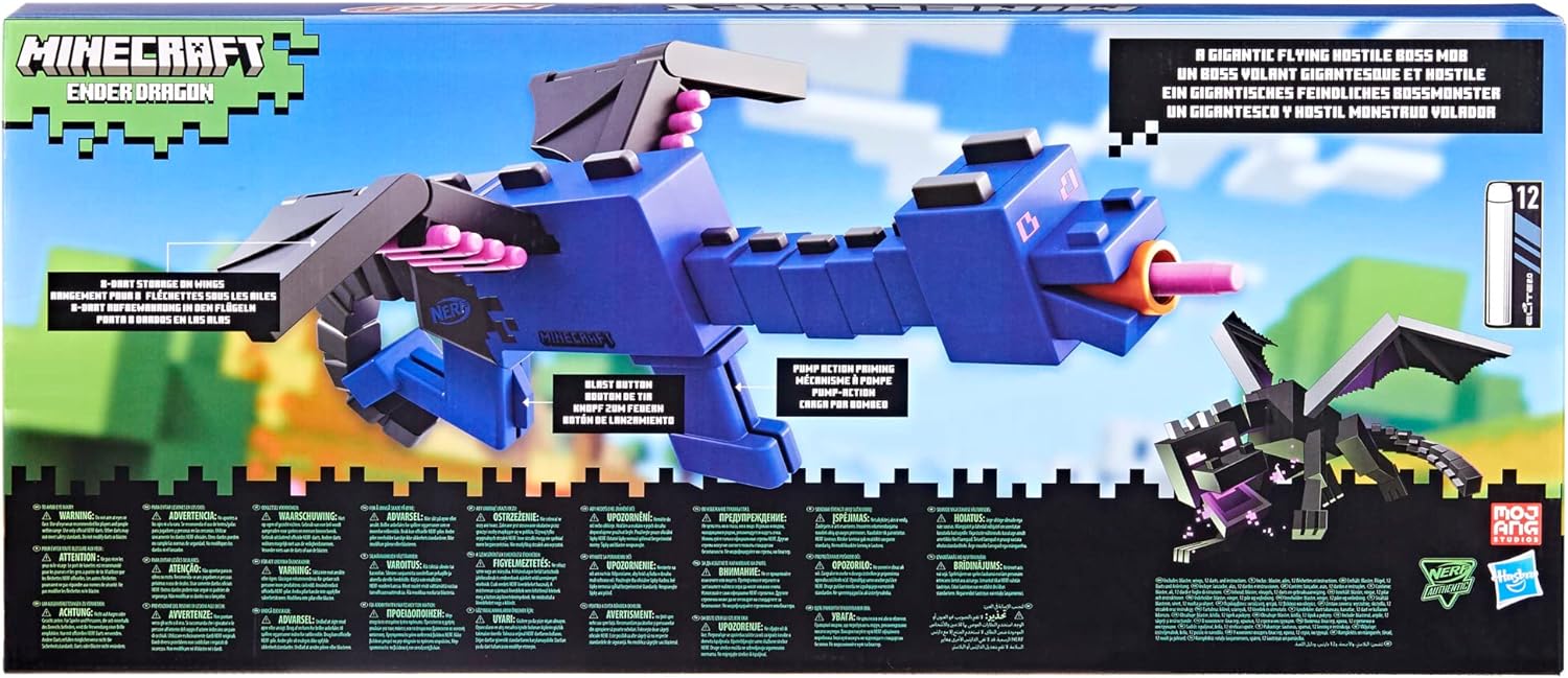Nerf Minecraft Ender Dragon Blaster and 12 Nerf Elite Foam Darts