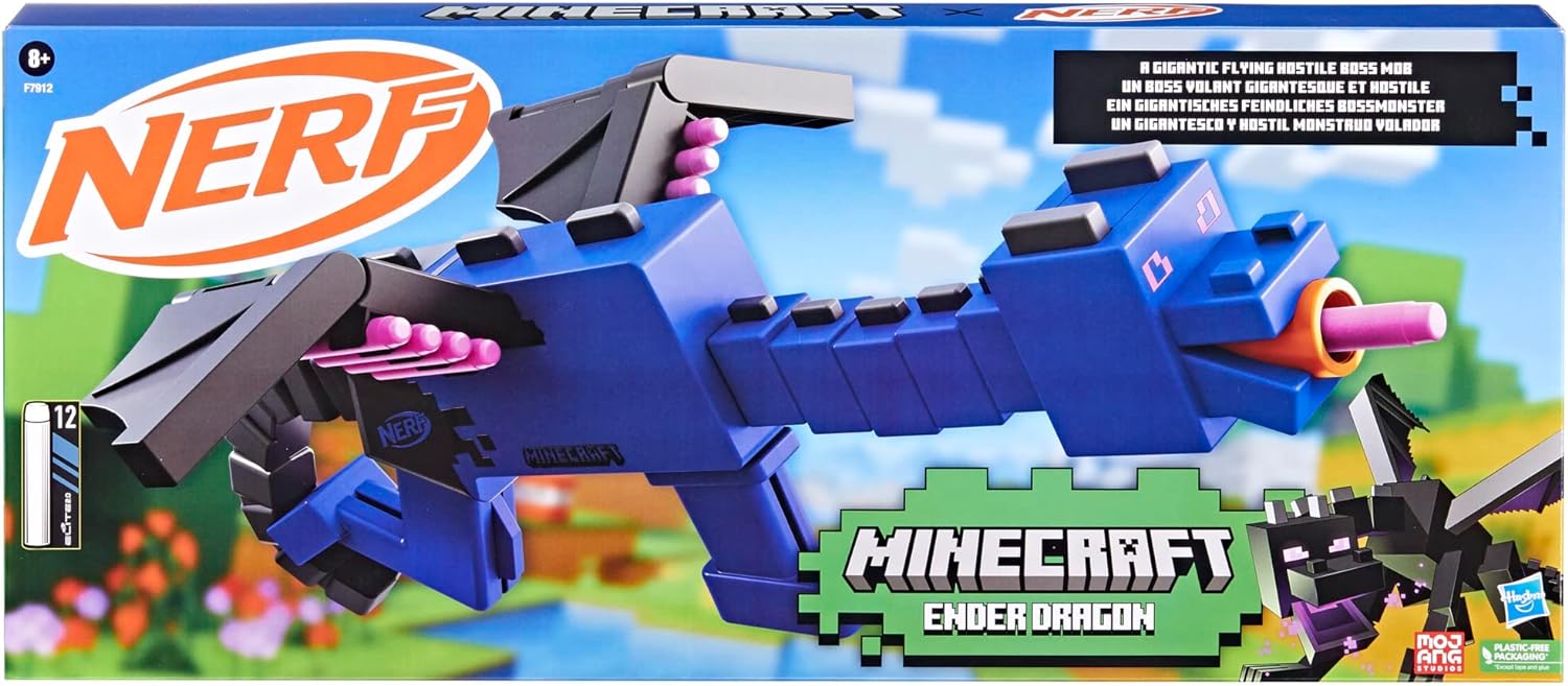 Nerf Minecraft Ender Dragon Blaster and 12 Nerf Elite Foam Darts