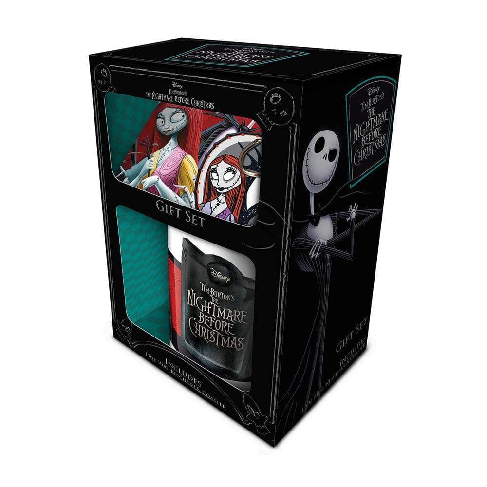 Nightmare Before Christmas Mug, Coaster and Keyring Set in Presentation Gift Box (Jack and Sally Design) 11oz Ceramic Mug - Official Merchandise