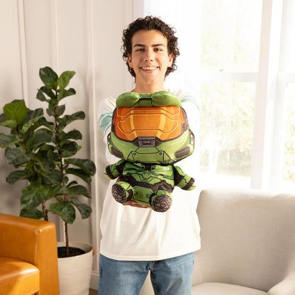 Club Mocchi Mocchi Halo Master Chief Mega - Juguete de Peluche de 15 Pulgadas - Juguetes coleccionables de Halo - Juguetes de héroes con Licencia Oficial - Escritorio Buddy Action Figuras - Juguetes