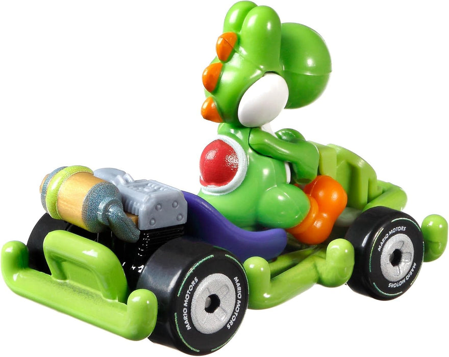 Hot-Wheels - Mario Kart Figure Yoshi Dinosaur Pipe Frame Kart 1:64
