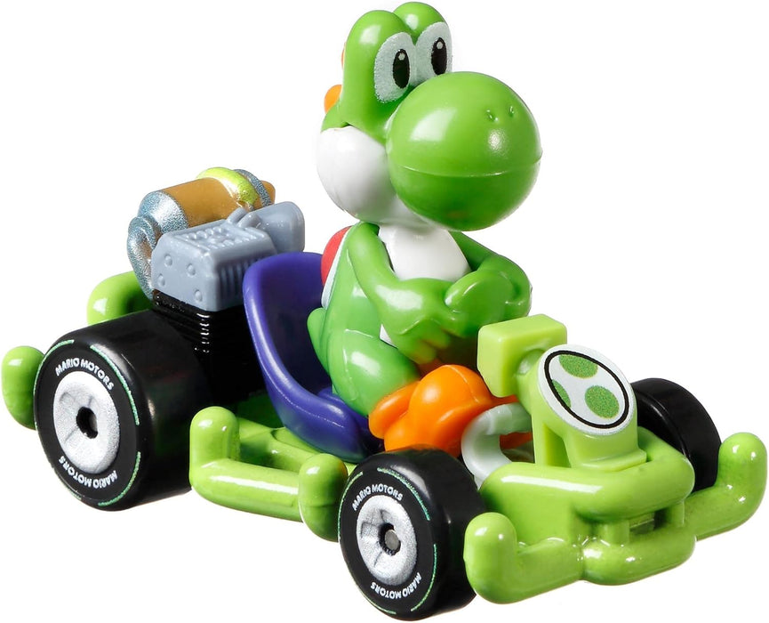 Hot-Wheels - Mario Kart Figure Yoshi Dinosaur Pipe Frame Kart 1:64