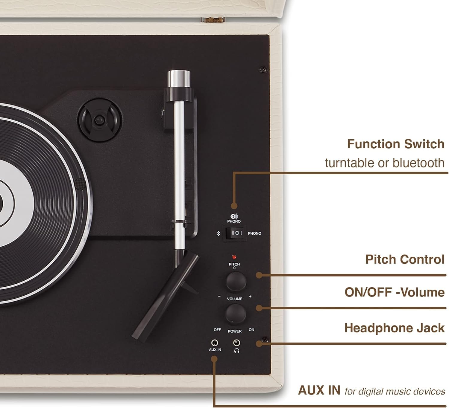 Crosley Mercury - Cream Croc - Golden Hardware + Np15 + Bluetooth