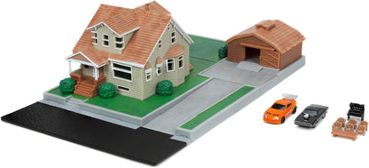 Jada-Casa Garaje de Toretto Fast & Furious, Playset Diorama, Incluye Dos Nano Vehículos, Coleccionismo (253203081