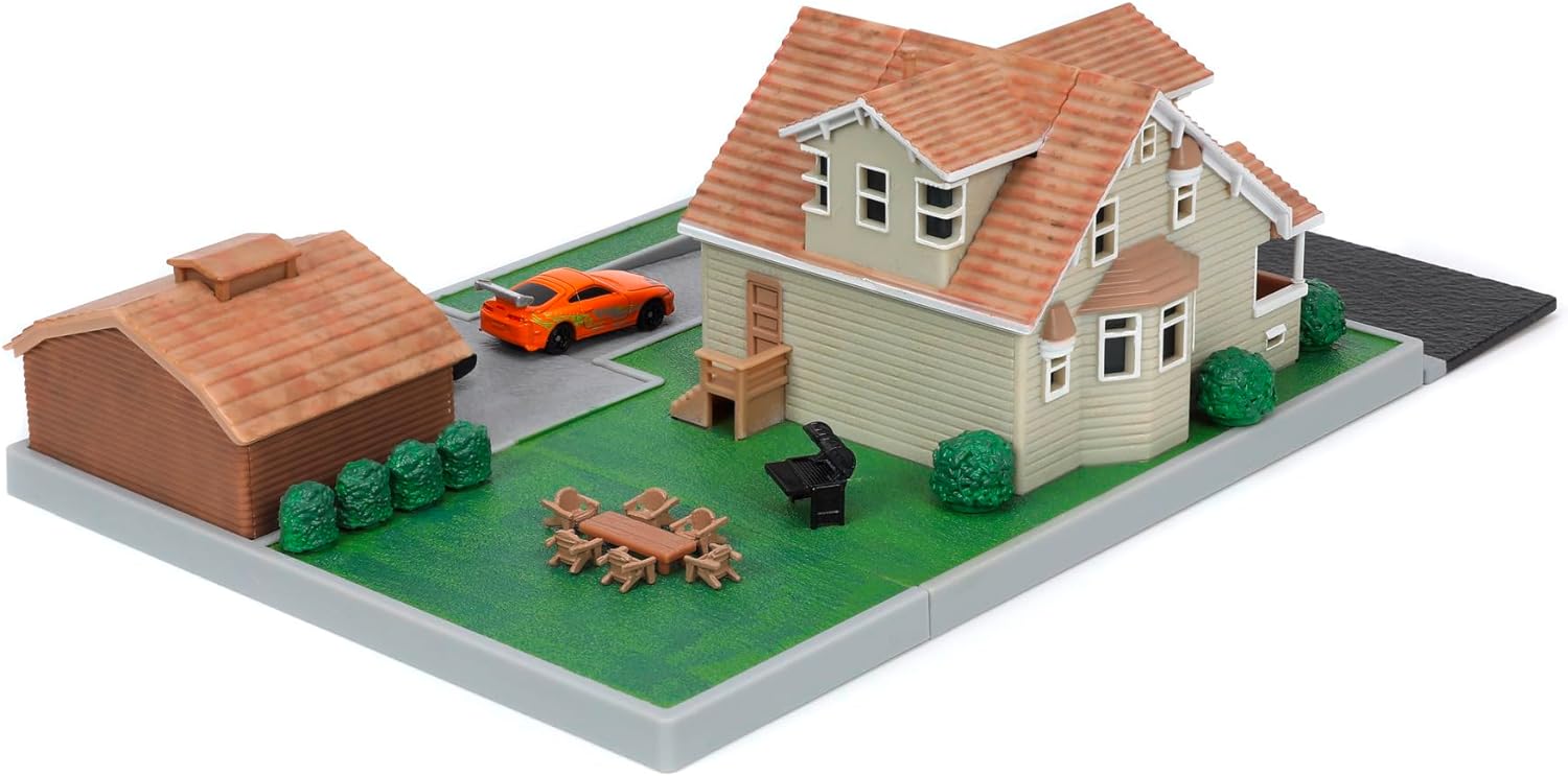 Jada-Casa Garaje de Toretto Fast & Furious, Playset Diorama, Incluye Dos Nano Vehículos, Coleccionismo (253203081