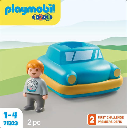 Playmobil 71323 1.2.3: Push & Go Car Interactive Toy Car with flywheel motor for Toddlers to discover basic Functions, PlaySets Suitable for Children Ages 12 Months+