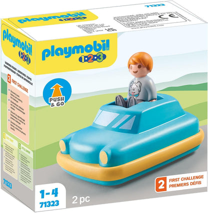 Playmobil 71323 1.2.3: Push & Go Car Interactive Toy Car with flywheel motor for Toddlers to discover basic Functions, PlaySets Suitable for Children Ages 12 Months+