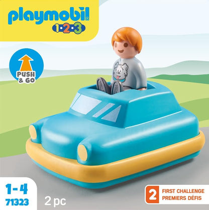 Playmobil 71323 1.2.3: Push & Go Car Interactive Toy Car with flywheel motor for Toddlers to discover basic Functions, PlaySets Suitable for Children Ages 12 Months+