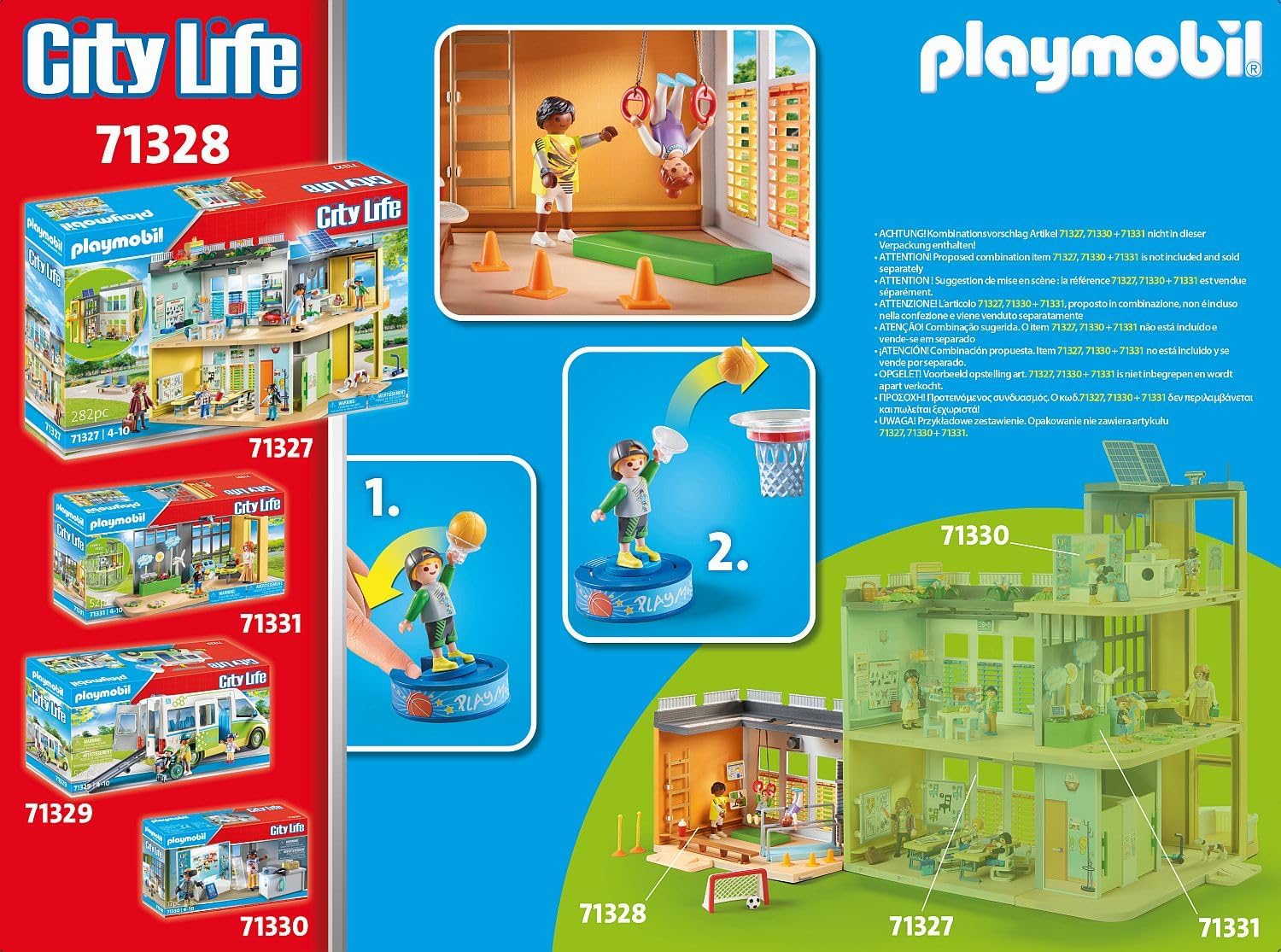 Playmobil 71328 City Life Gym Extension, with basketball hoop, slalom poles, football goal and more, educational toy, fun imaginative role play, playsets suitable for children ages 4+