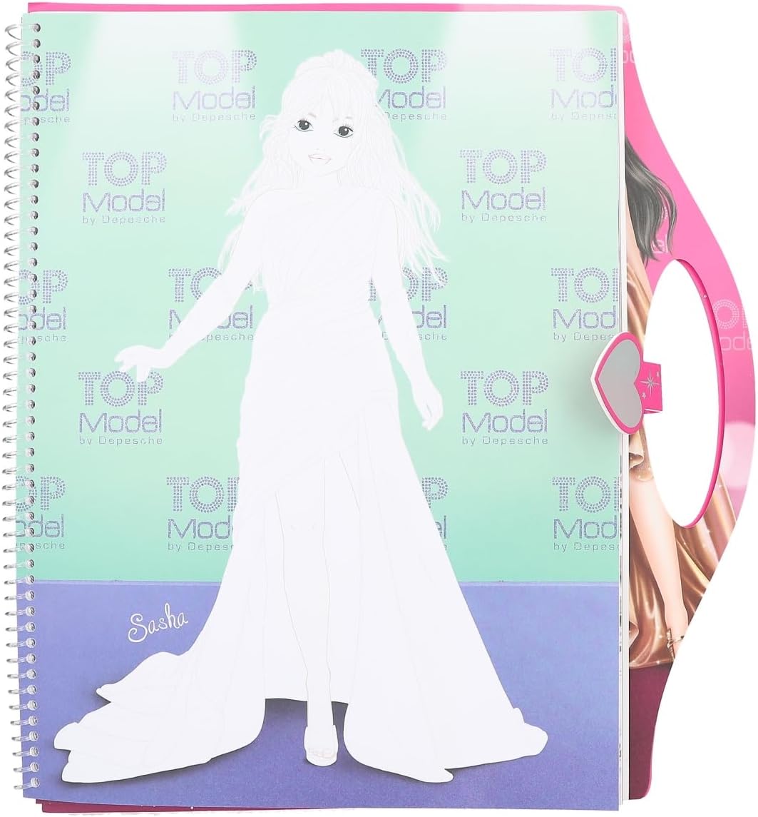 Depesche 12577 TOPModel Create Your Glamour Special Colouring Book with 52 Pages for Designing Glamorous Outfits, Spiral Book with Pre-Printed Models, Includes Accessories