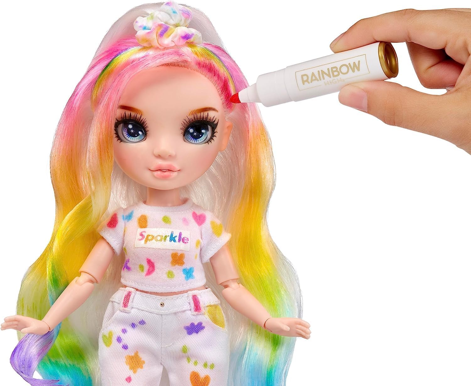 Rainbow High Colour & Create Fashion DIY Doll - Blue Eyes, Straight Hair, Bonus Top & Shoes, and Washable Rainbow Markers - Colour, Create, Play, Rinse, Repeat - For Kids 4-12 Years Old & Collectors