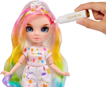 Rainbow High Colour & Create Fashion DIY Doll - Blue Eyes, Straight Hair, Bonus Top & Shoes, and Washable Rainbow Markers - Colour, Create, Play, Rinse, Repeat - For Kids 4-12 Years Old & Collectors