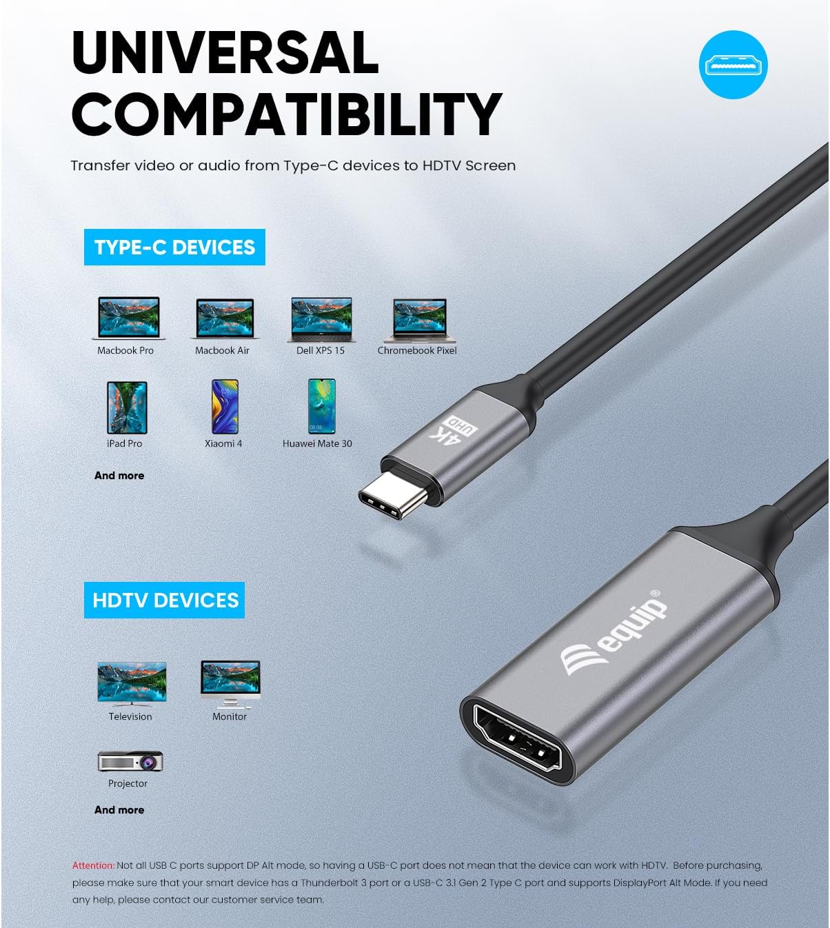 Equip 133491 USB-C to HDMI 2.0 Adapter 4K/60Hz