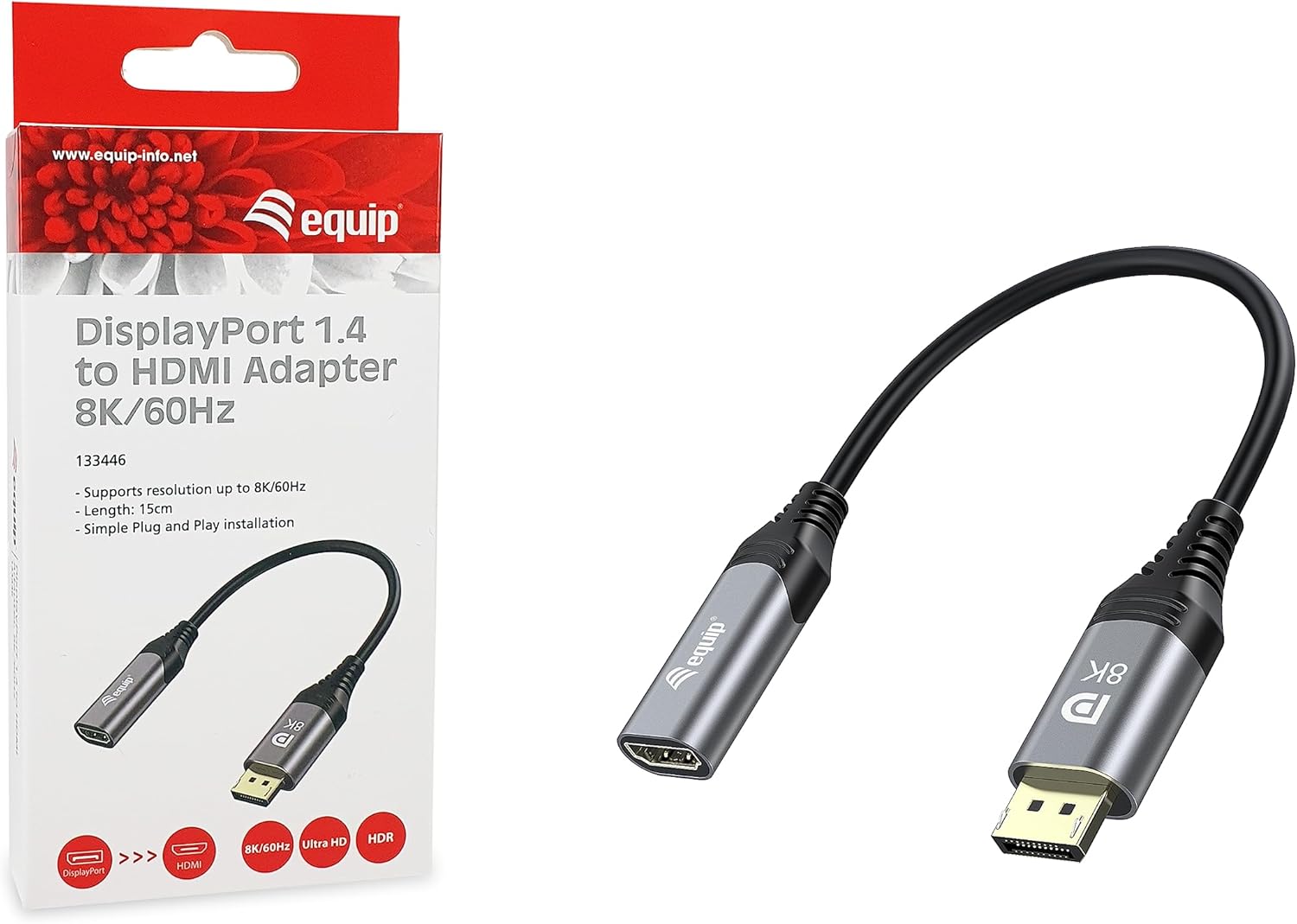 Equip 133446 DisplayPort 1.4 to HDMI Adapter 8K/60Hz