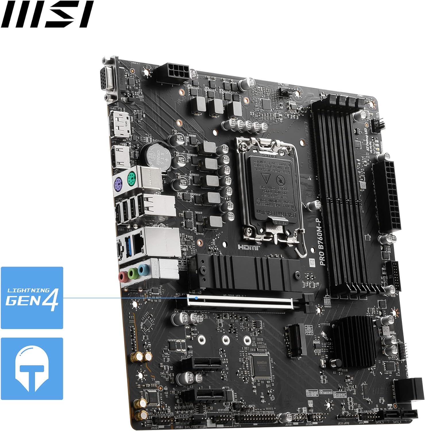 MSI PRO B760M-P Motherboard, Micro-ATX - Supports 12th and 13th Gen Intel Core Processors, LGA 1700 - DDR5 Memory Boost 6800+MHz/OC, PCIe 4.0 x16 Slot, M.2 Gen4 Slots