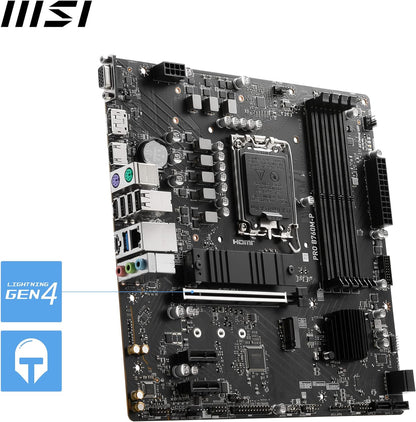 MSI PRO B760M-P Motherboard, Micro-ATX - Supports 12th and 13th Gen Intel Core Processors, LGA 1700 - DDR5 Memory Boost 6800+MHz/OC, PCIe 4.0 x16 Slot, M.2 Gen4 Slots