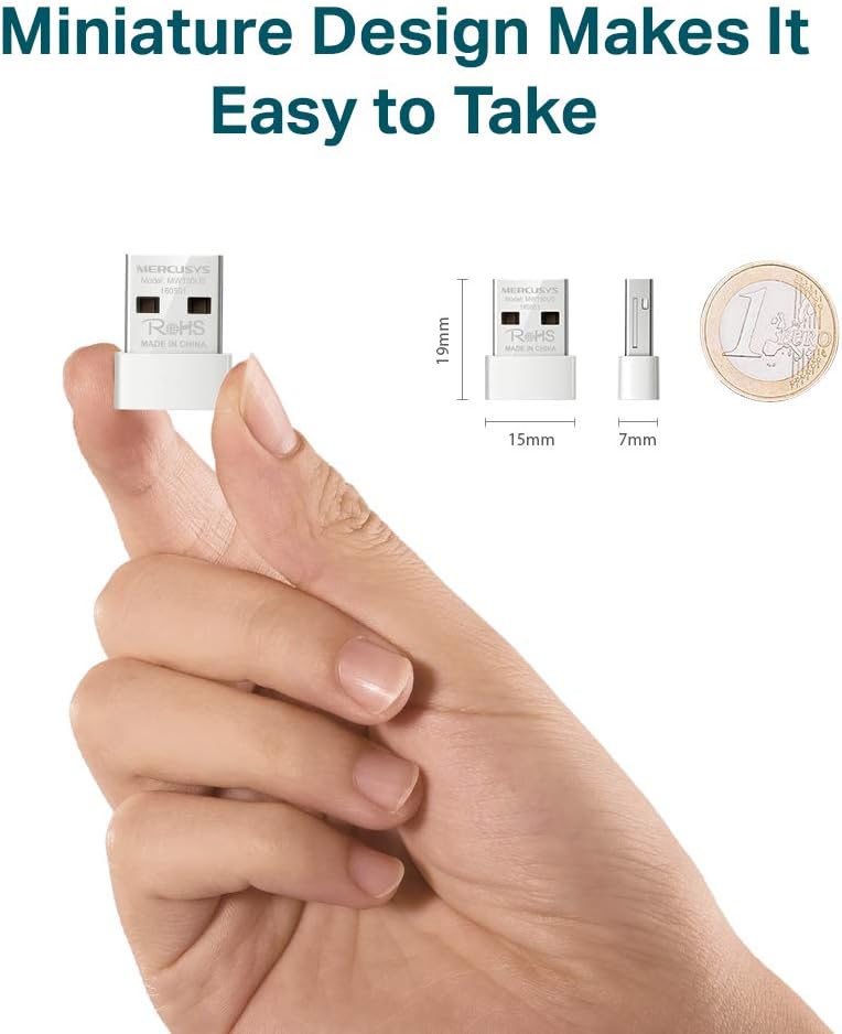 MERCUSYS MINI USB WiFi Dongle MW150US Wireless Adapter for PC Desktop Laptop, Support Windows 10/8.1/8/7/XP (32/64bit), by TP-Link