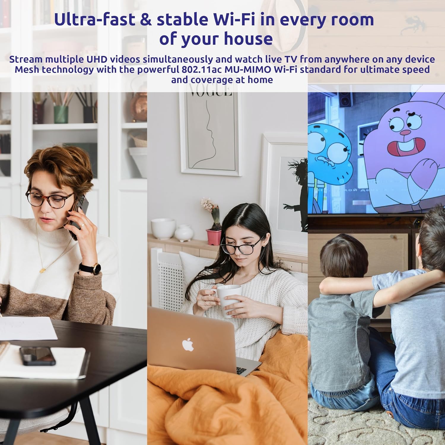 STRONG WiFi Mesh 1200 Add-On Repeater (WLAN Amplifier up to 1200 Mbit/s, 100 m², Dual Band, 3X Gigabit LAN) Black MESH1200ADD 1200 Mbit/s, pack of 1