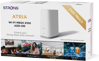 STRONG WiFi 5 MESH2100ADD-ON Atria, high performance, for additional 100 m² expansion, 2 gigabit ethernet ports, compatible with all fibre boxes.