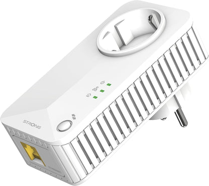 STRONG PLWF600TRIEUV2 Kit 3 pezzi powerline 600 Wifi con Connessione Wifi e LAN AV600Mbps e Wi-Fi 300Mbps, Homeplug AV2, Porte Ethernet, Plug & Play, Compatibile con Router e Modem