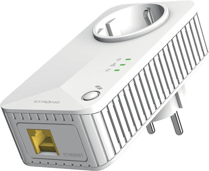 STRONG PLWF600TRIEUV2 Kit 3 pezzi powerline 600 Wifi con Connessione Wifi e LAN AV600Mbps e Wi-Fi 300Mbps, Homeplug AV2, Porte Ethernet, Plug & Play, Compatibile con Router e Modem