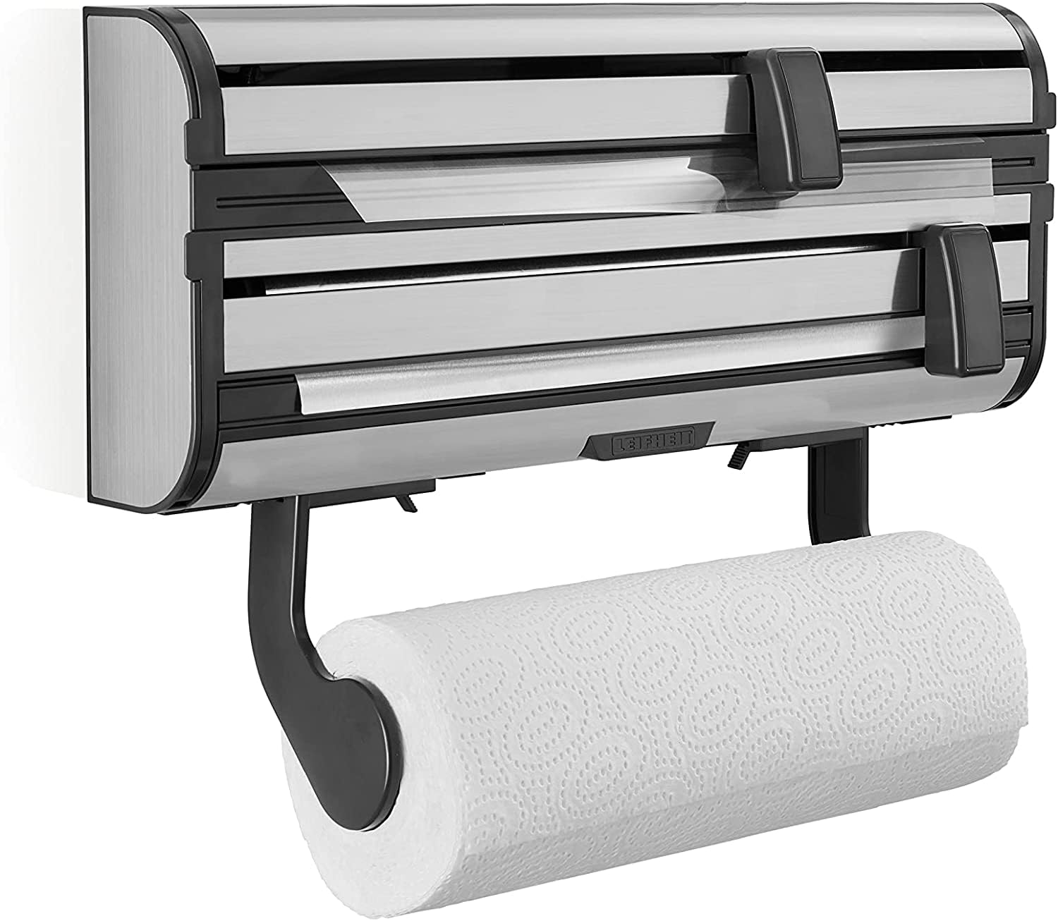 Leifheit Wall roll holder, Stainless Steel, Silver, 38.5 x 16.2 x 8.5 cm