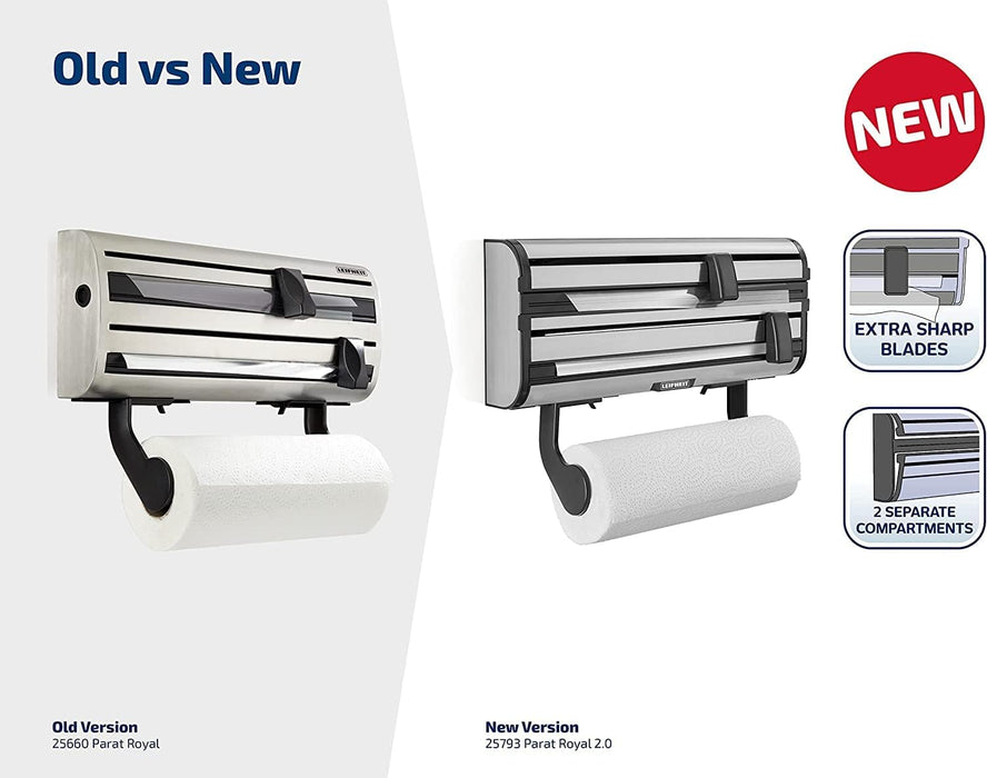 Leifheit Wall roll holder, Stainless Steel, Silver, 38.5 x 16.2 x 8.5 cm