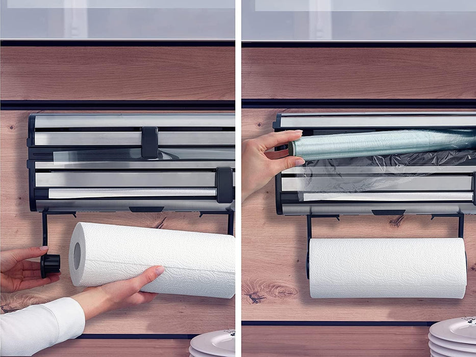 Leifheit Wall roll holder, Stainless Steel, Silver, 38.5 x 16.2 x 8.5 cm