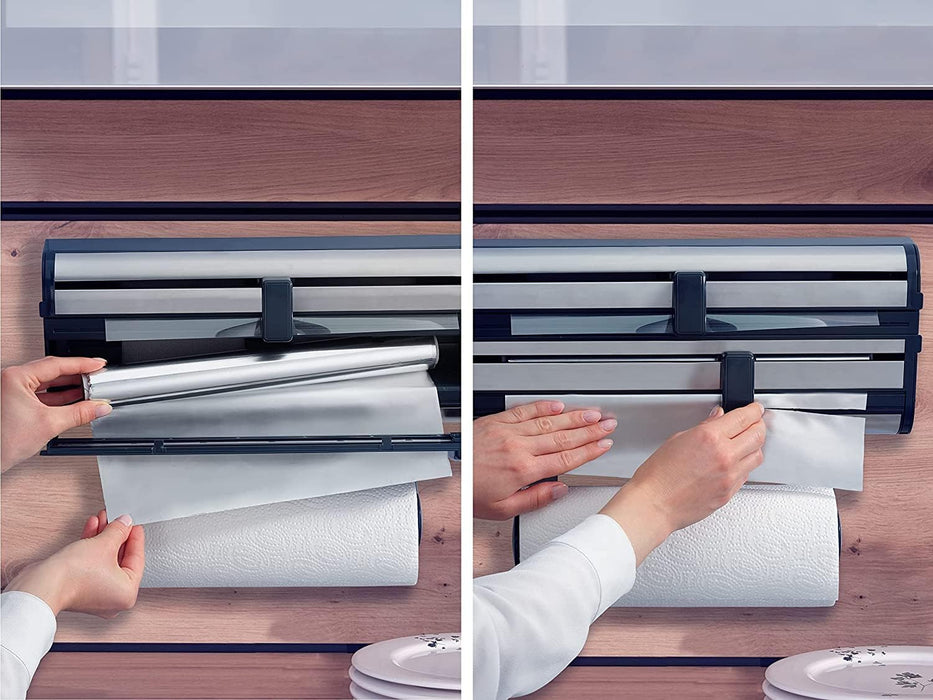 Leifheit Wall roll holder, Stainless Steel, Silver, 38.5 x 16.2 x 8.5 cm