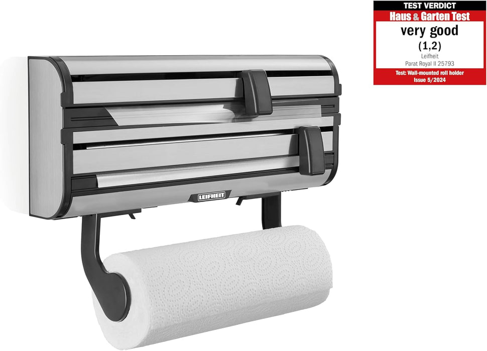 Leifheit Wall roll holder, Stainless Steel, Silver, 38.5 x 16.2 x 8.5 cm