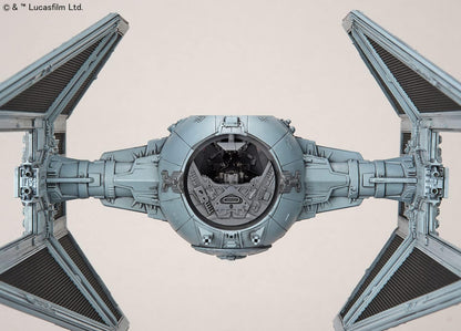 Revell (Bandai Original 01212 Star Wars TIE Interceptor 1:72 Scale Unbuilt/Pre-Coloured/Clip-Together (Non-Glue) Plastic Model Kit with Display Base
