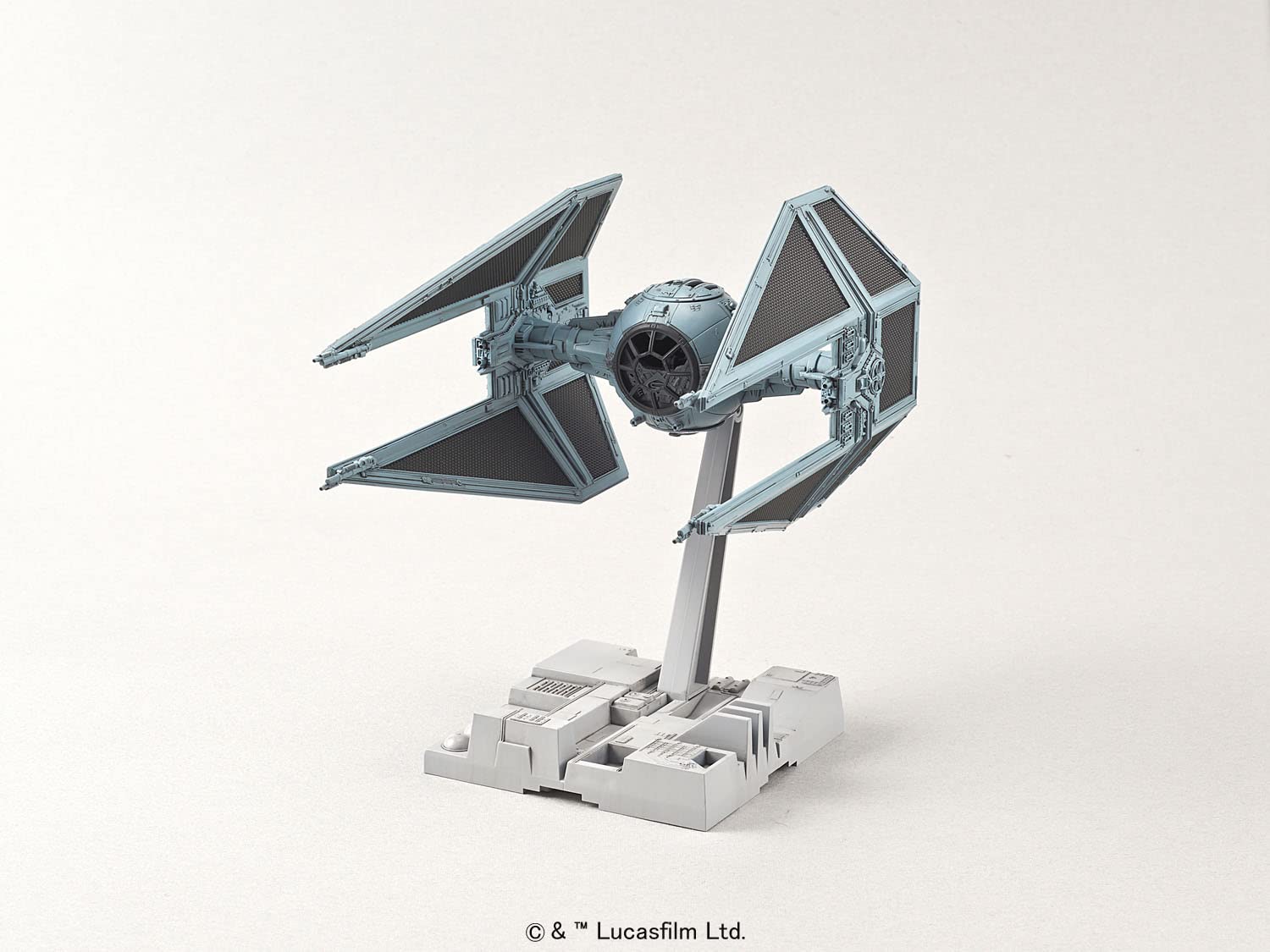 Revell (Bandai Original 01212 Star Wars TIE Interceptor 1:72 Scale Unbuilt/Pre-Coloured/Clip-Together (Non-Glue) Plastic Model Kit with Display Base