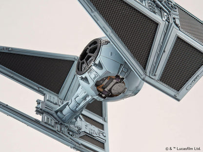 Revell (Bandai Original 01212 Star Wars TIE Interceptor 1:72 Scale Unbuilt/Pre-Coloured/Clip-Together (Non-Glue) Plastic Model Kit with Display Base