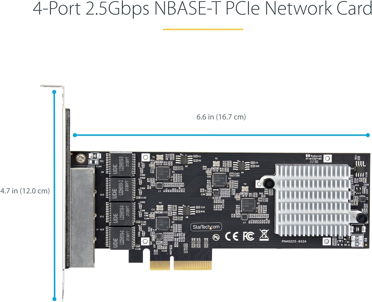 StarTech.com 4-Port 2.5Gbps NBASE-T PCIe Network Card, Intel I225-V, Quad-Port Computer Network Card, Multi-Gigabit NIC, PCI Express Server LAN Card, Desktop Ethernet Interface (PR42GI-NETWORK-CARD