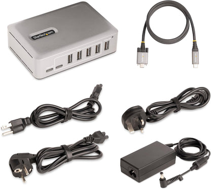 StarTech.com 7-Port USB-C Hub - 5x USB-A/2x USB-C - Self-Powered w/65W Power Supply - USB 3.1 10Gbps - Desktop/Laptop USB Hub w/3ft USB-IF Certified Locking Cable - USB C Splitter (10G5A2CS-USB-C-HUB