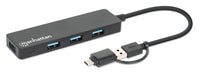 MANHATTAN 180863 USB 3.2 Gen1 Hub 4 Ports Combo USB-A and USB-C™ Black