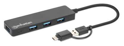 MANHATTAN 180863 USB 3.2 Gen1 Hub 4 Ports Combo USB-A and USB-C™ Black