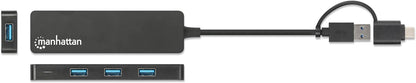 MANHATTAN 180863 USB 3.2 Gen1 Hub 4 Ports Combo USB-A and USB-C™ Black