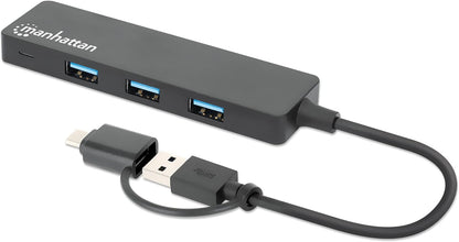 MANHATTAN 180863 USB 3.2 Gen1 Hub 4 Ports Combo USB-A and USB-C™ Black