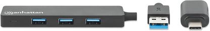 MANHATTAN 180863 USB 3.2 Gen1 Hub 4 Ports Combo USB-A and USB-C™ Black