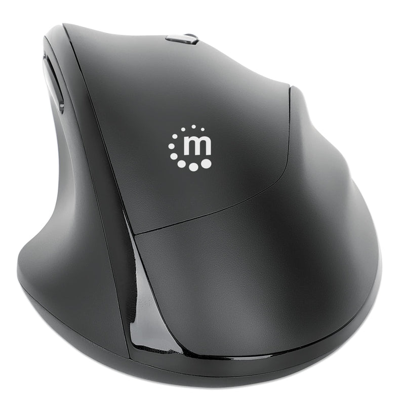 Manhattan 190237 Ergonomische Wireless Maus mit USB-A und USB-C™ 2-in-1 Receiver schwarz