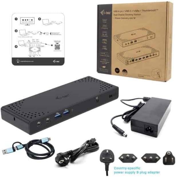 i-tec USB-A/-C TB Dual Dock Dual Display Dock PD 100W