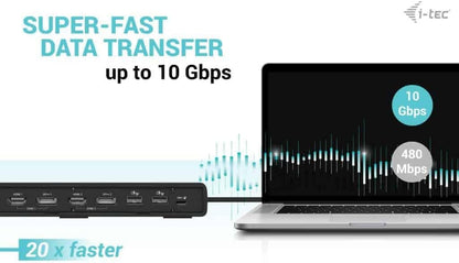 i-tec USB-A/-C TB Dual Dock Dual Display Dock PD 100W