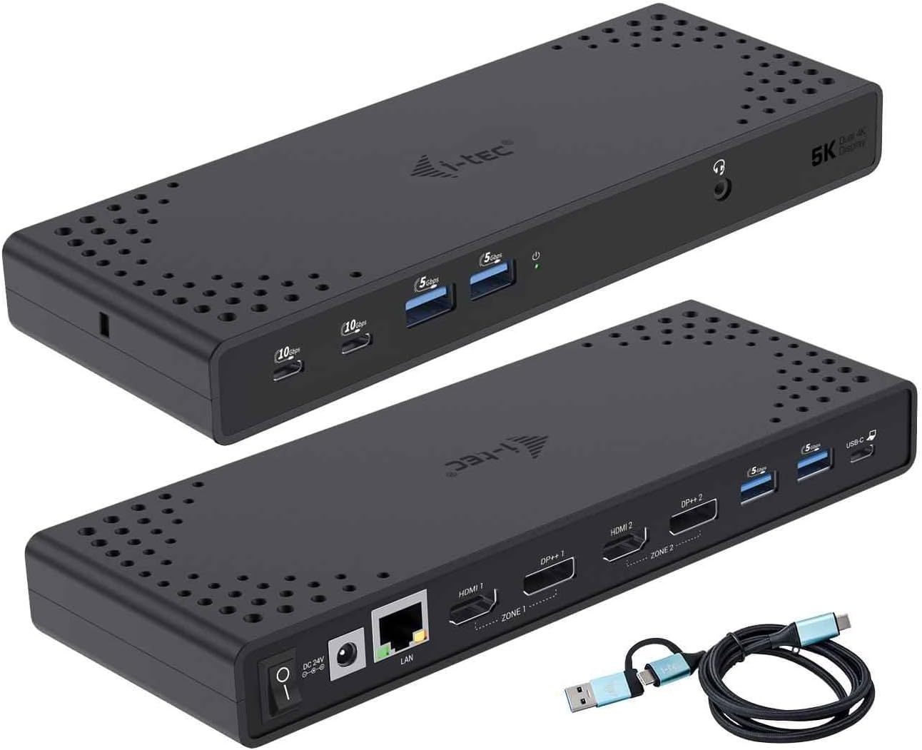 i-tec USB-A/-C TB Dual Dock Dual Display Dock PD 100W