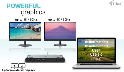 i-tec USB-A/-C TB Dual Dock Dual Display Dock PD 100W