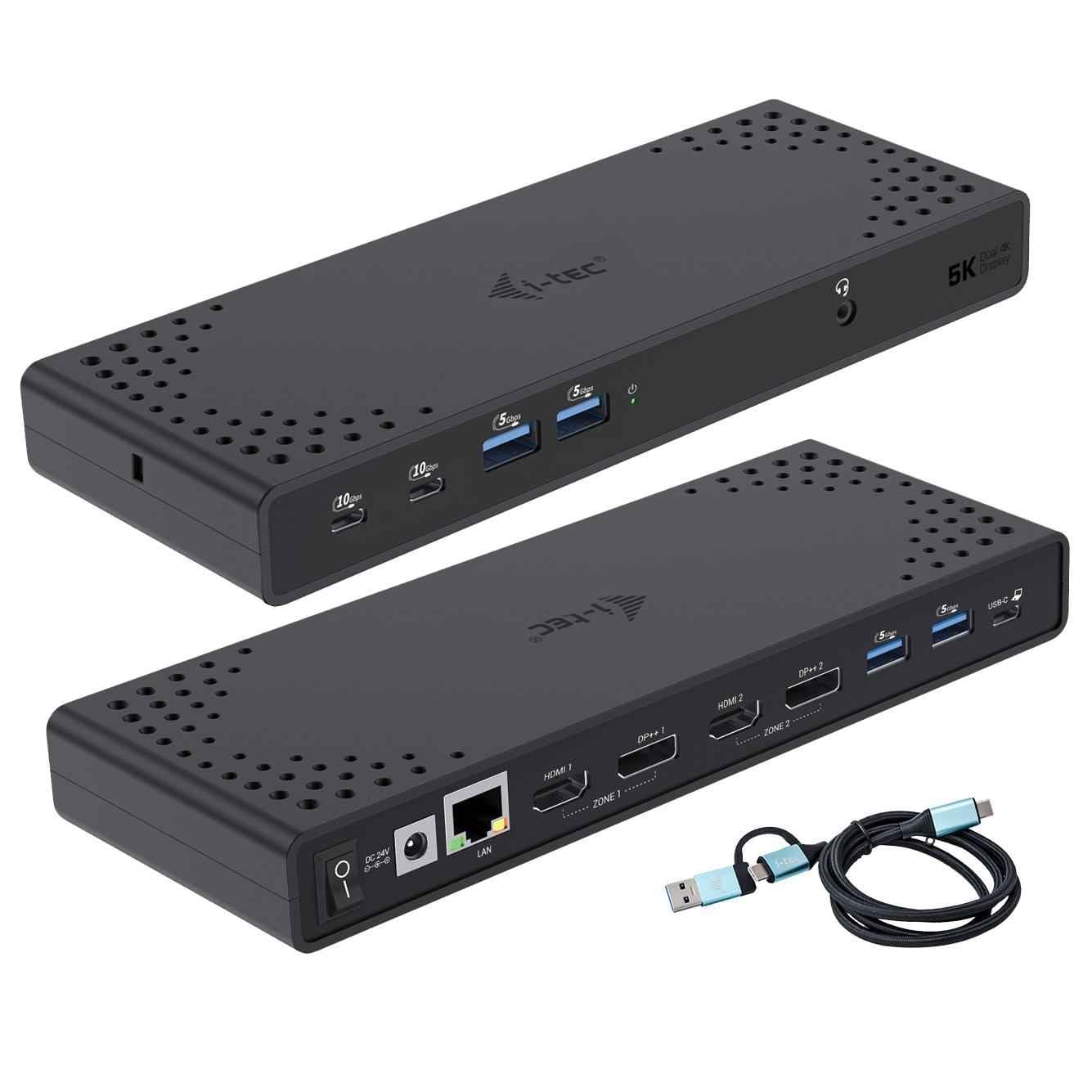 i-tec USB-A/-C TB Dual Dock Dual Display Dock PD 100W