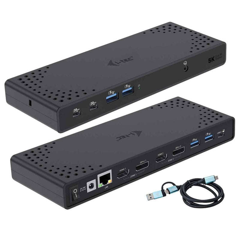 i-tec USB-A/-C TB Dual Dock Dual Display Dock PD 100W