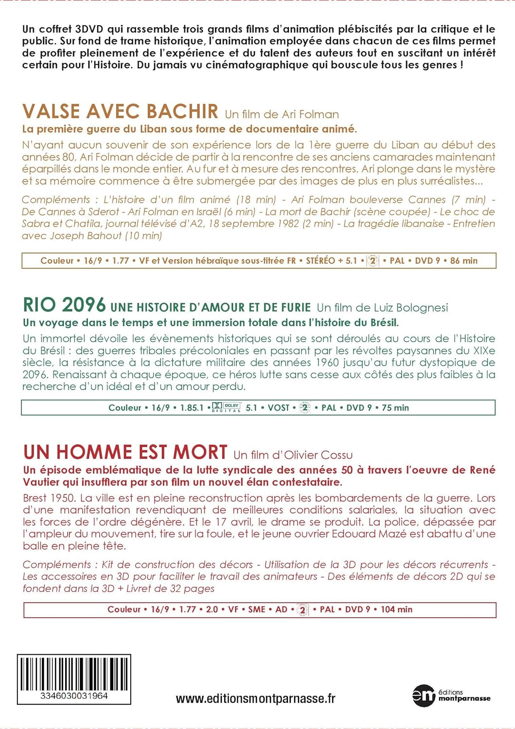 Valse avec Bachir - Rio 2096 - Un homme est mort - 3 DVD