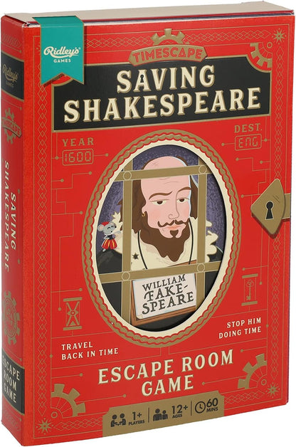 Ridley's Games Timescape Saving Shakespeare | Escape Room Adventure | Age 12+ | 1+ Players | 90 Minutes of Fun Family Board Game for Game Night, Party Game for Adults and Kids