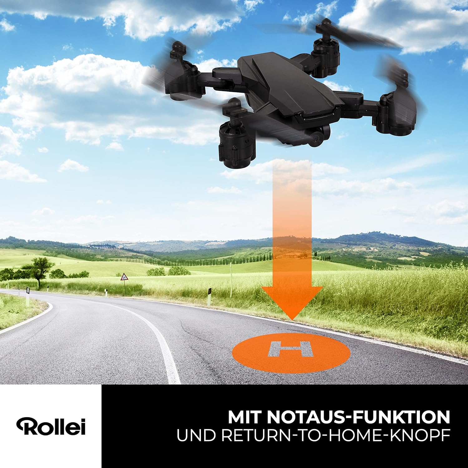 Rollei Fly 80 Combo Drone, WiFi Live Image Transmission, 6-Axis Gyroscope, Long Flight Time, App Control and Includes Remote Control